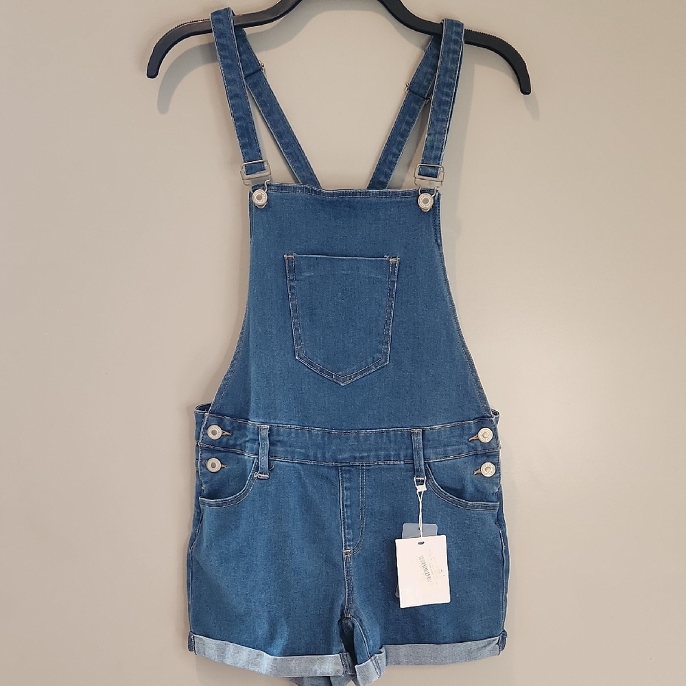 Denim Blue Women's Short Overalls